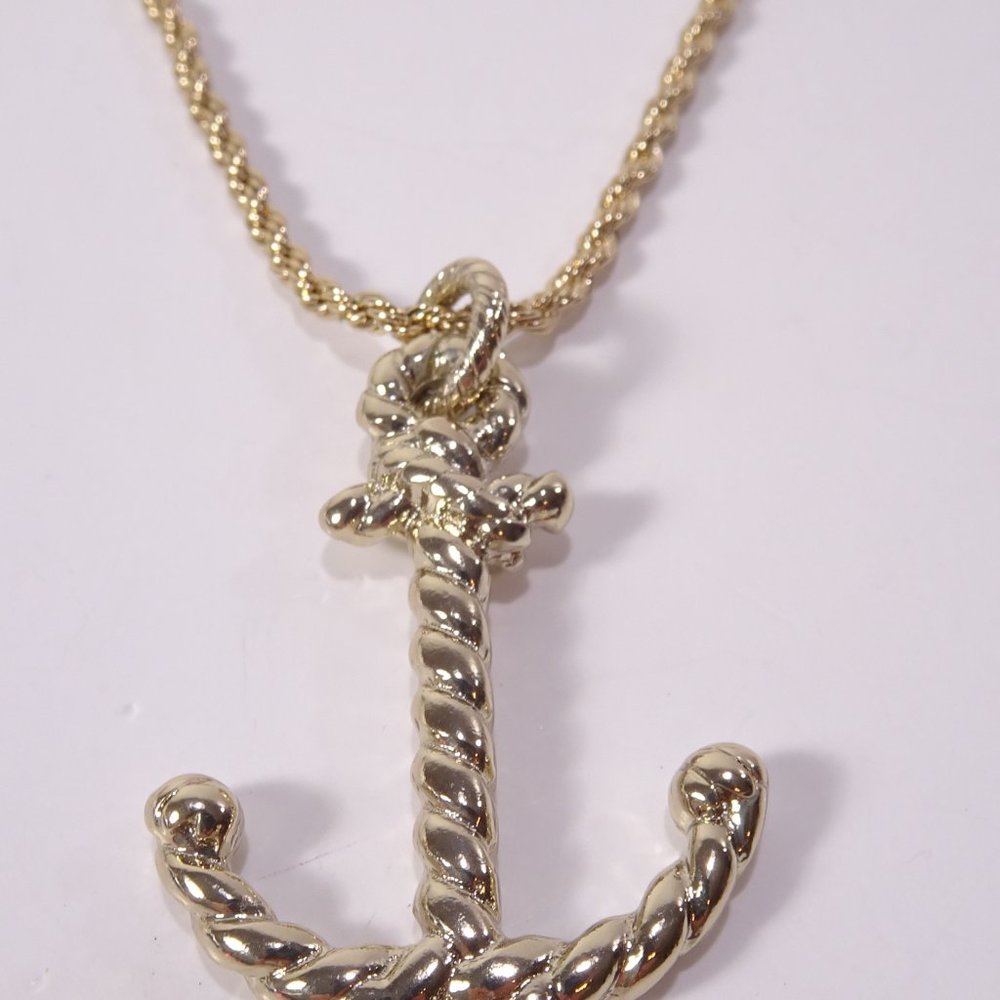 Banana Republic Roots of BR Gold Ribbon Rope Anchor Pendant Necklace NWT 88 - Picture 6 of 15